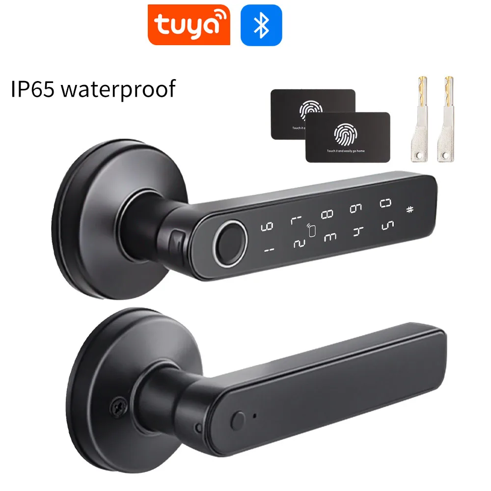 

Q50 Tuya Bluetooth умный дверной замок с отпечатками пальцев пароль механическая разблокировка ключа для деревянной двери одна ручка непромокаемая