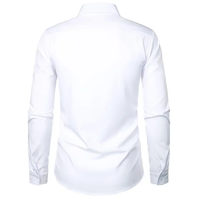 White Ruffle Blouse Tuxedo Shirt Men 2023 Brand Pleated Long Sleeve Button Down Dress Shirts Men Formal Wdding Prom Shirt Male