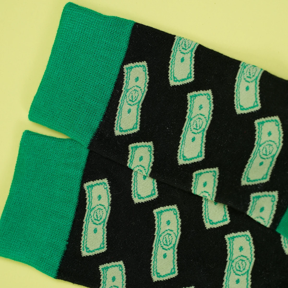 1 Pairs Creative Novelty Full Paper Money Printed Mid Tube Socks Suit In All Seasons For Daily