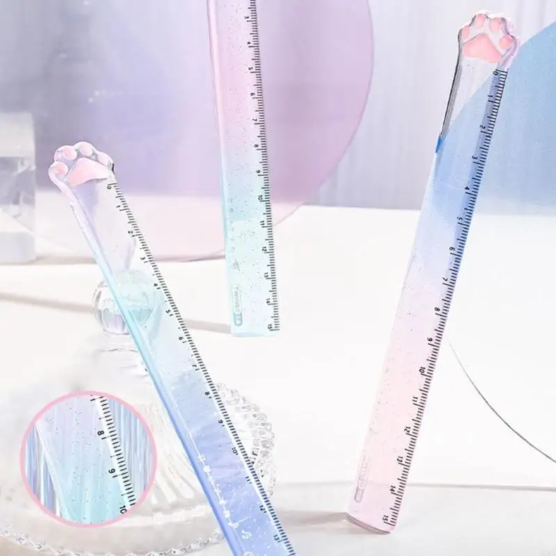 62ka 2pcs pawルーラー透明なプラスチックストレートルーラー測定範囲0〜15cmのDIYスクラップブッキングドラフト図面