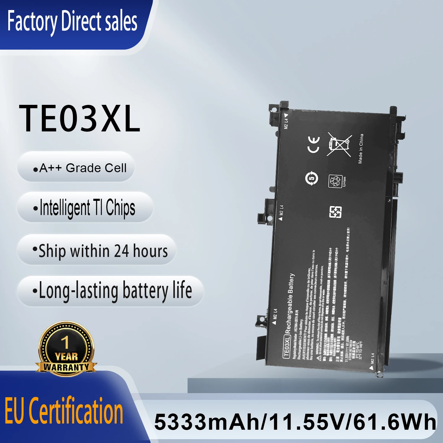 TE03XL TE03061XL Laptop Battery  For HP Omen 15-ax000 15-ax033dx 15-ax210nr 15-ax001ns Pavilion 15-bc000 543 HSTNN-UB7A TPN-Q173