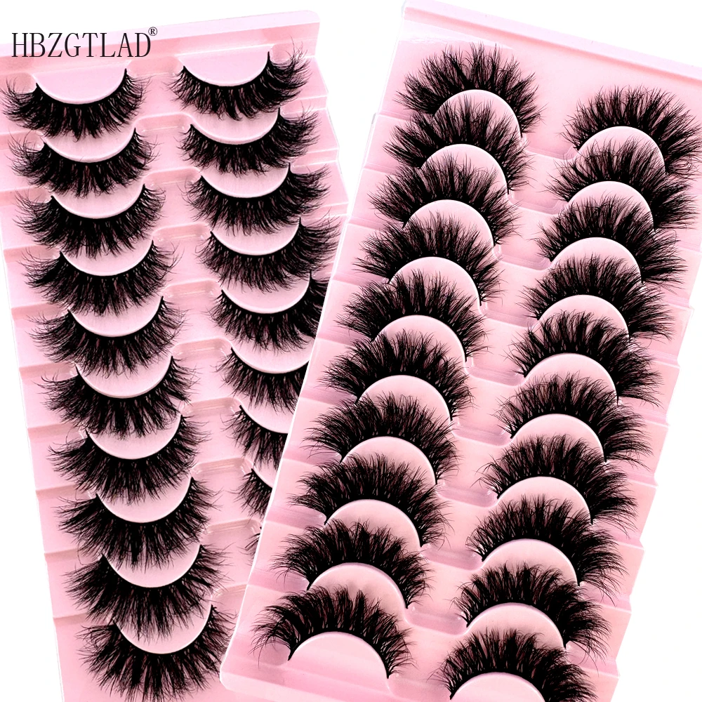 HBZGTLAD-Cílios Postiços Naturais, Cílios Falsos, Maquiagem Longa, 3D Mink Lashes Extension, Cílios para Beleza, Novo, 10 Pares