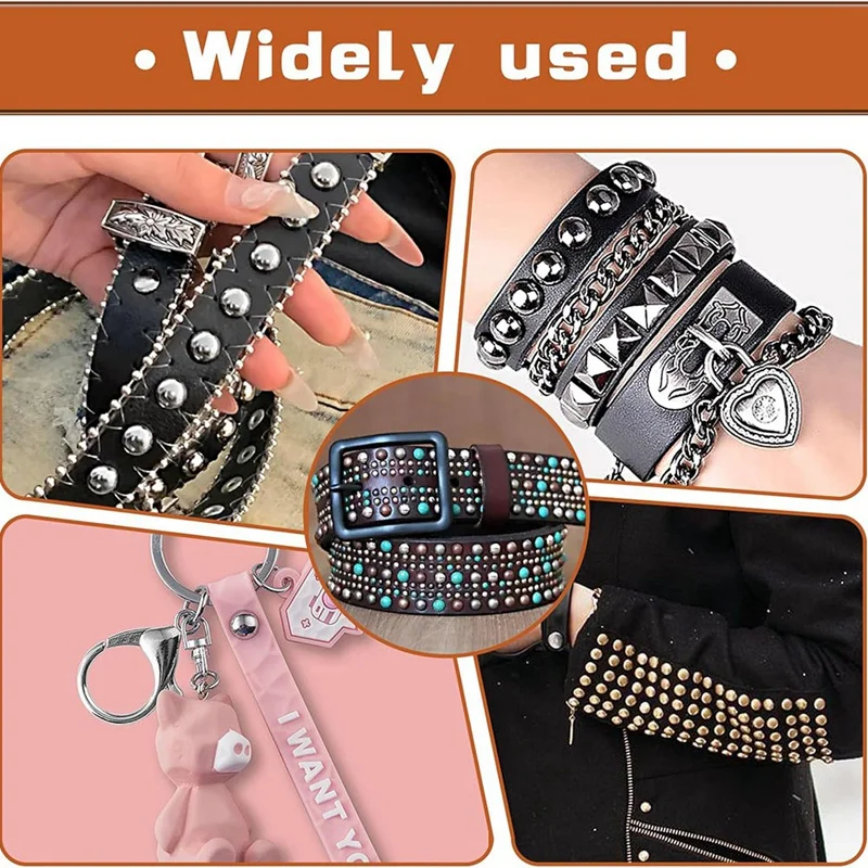 180 Sets Leather Rivets, 8Mm Double Round Cap Leather Rivets,3 Colors Caps Leather Rivets, Metal Studs With Fixing Tools Durable