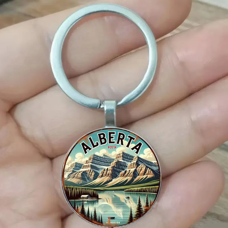 سلسلة مفاتيح كلاسيكية للمناظر الطبيعية ألبرتا مع هدية مثالية للجبال والبحيرات #1