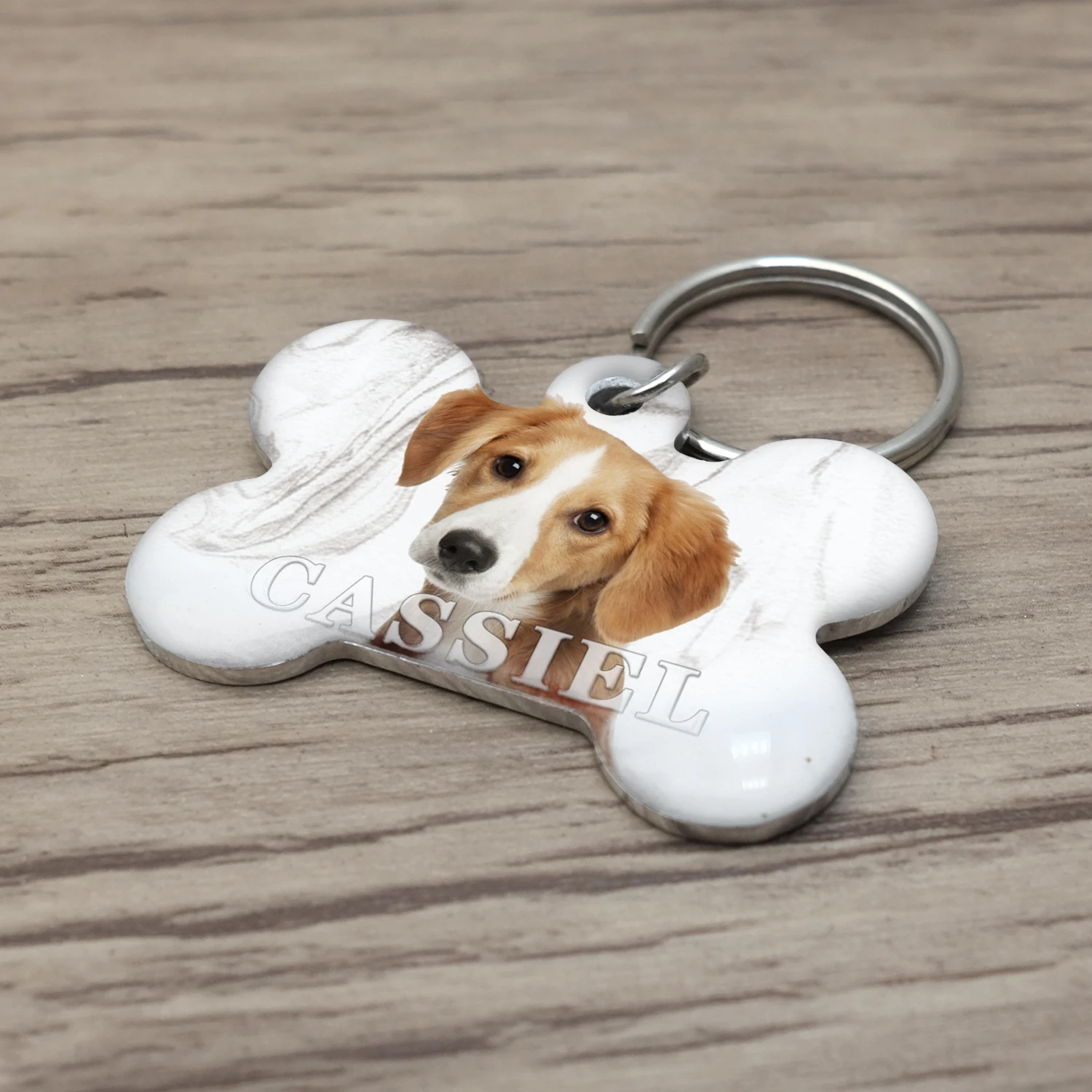 Personalized Dog Tag Custom Pet ID Tags with Your Dog Cat Photo Bone Keyring Puppy Identification Name Pendant Pet Collar Charm