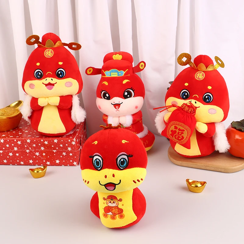 1pc Schlange Jahr Maskottchen Puppe Dekoration Tierkreis Schlange chinesische Ornament Neujahr Geschenk Plüsch Spielzeug Festival DIY Zubehör