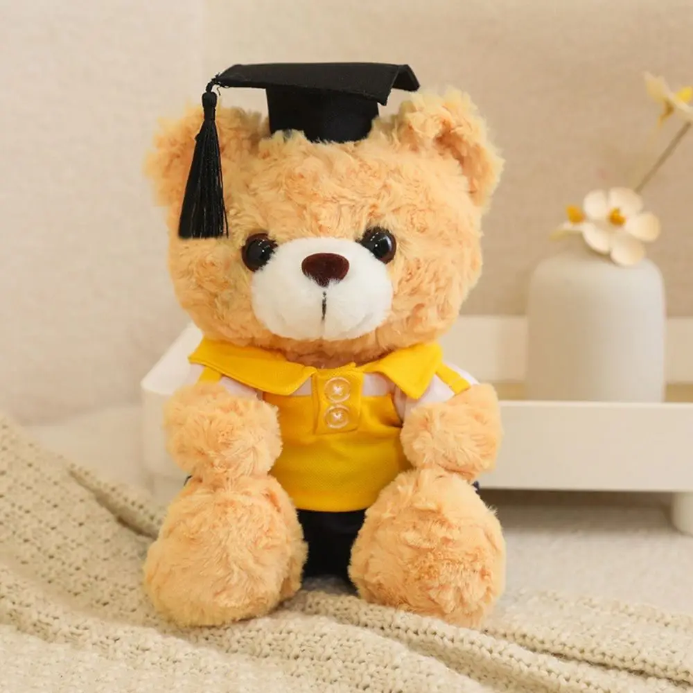 Brinquedo de pelúcia médico boné graduação urso boneca dos desenhos animados macio boneca solteiro urso brinquedo de pelúcia 23cm com chapéu doutorial