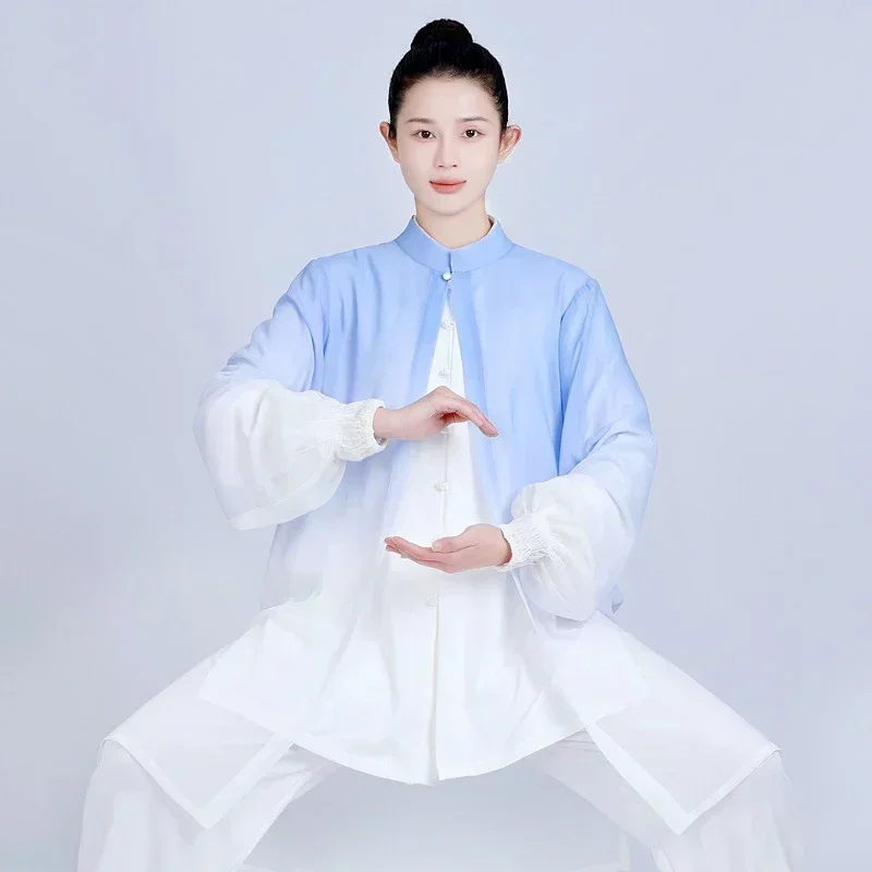 Kun Master Gradient Veil Kung Fu Uniform Martial Arts Tai Chi Clothes Competition Performance Three-piece Clothing Set for Women