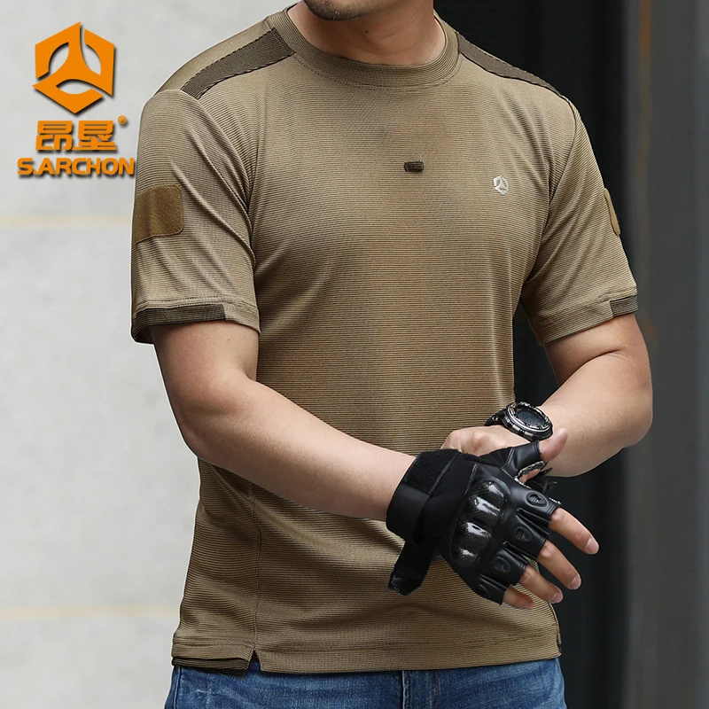 Summer Outdoor Tactical Quick-drying T-shirt Men's Commuter Breathable Sports Short-sleeved Shirt  Military Fans Half-Sleeves