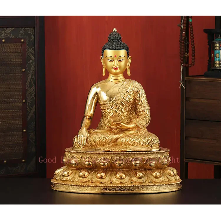 WOW -45cm LARGE Huge HOME Hall fane efficacious Protection Tibetan Gold-plated Buddhist patriarch Sakyamuni Buddha figure statue