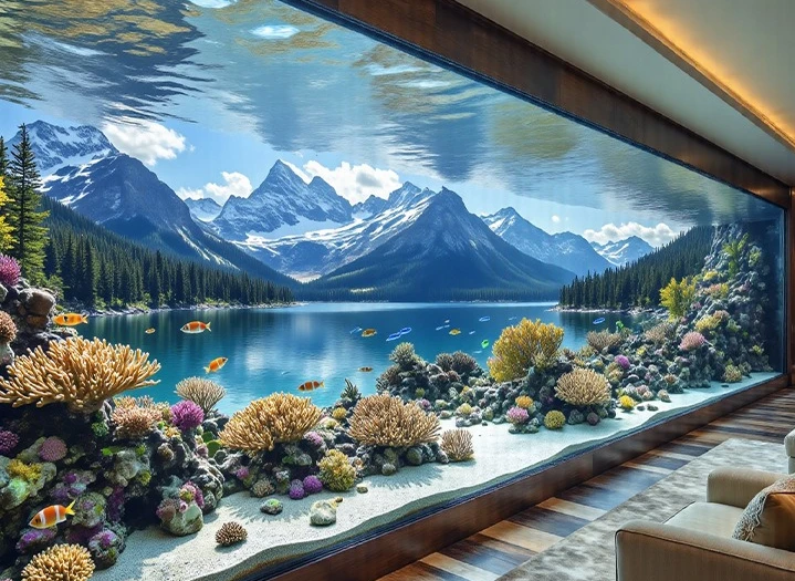 

Shopping mall, large, fish tank, glass, high-end, fish tank, ornamental, commercial