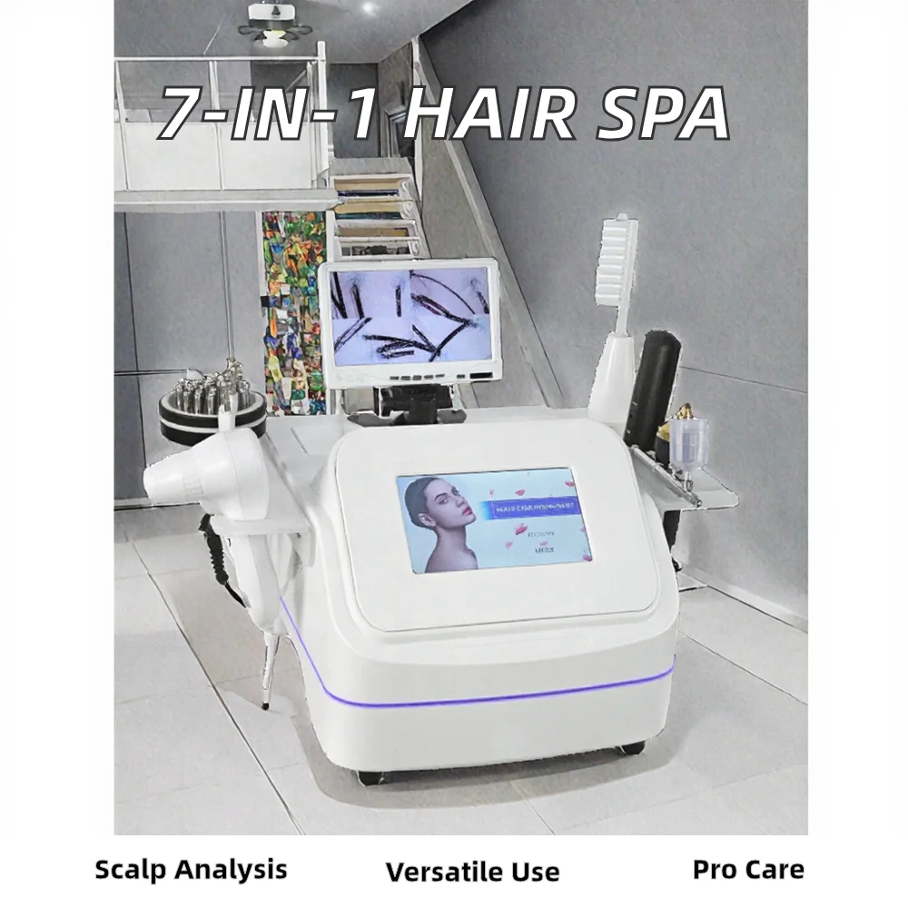 7-in-1 Electric Scalp Analyzer, Hair Follicle Skin Detector with Photo Capture, Standing Design for Hand Therapy