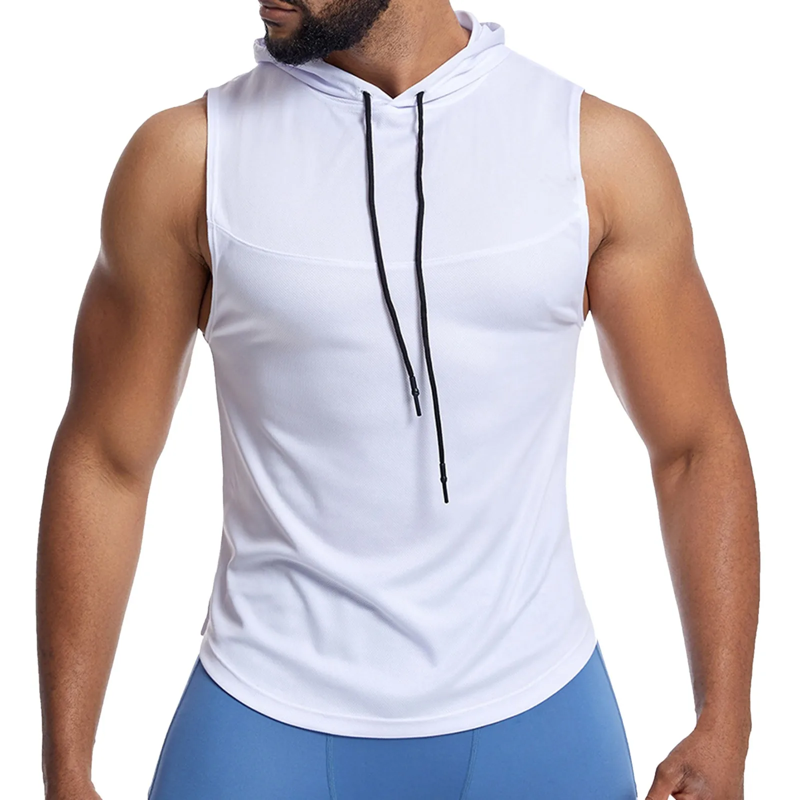 Summer Gyms Clothing Men Bodybuilding Hooded Tank Top Sleeveless Vest Sweatshirt Fitness Workout Sportswear Tops Male Jackets