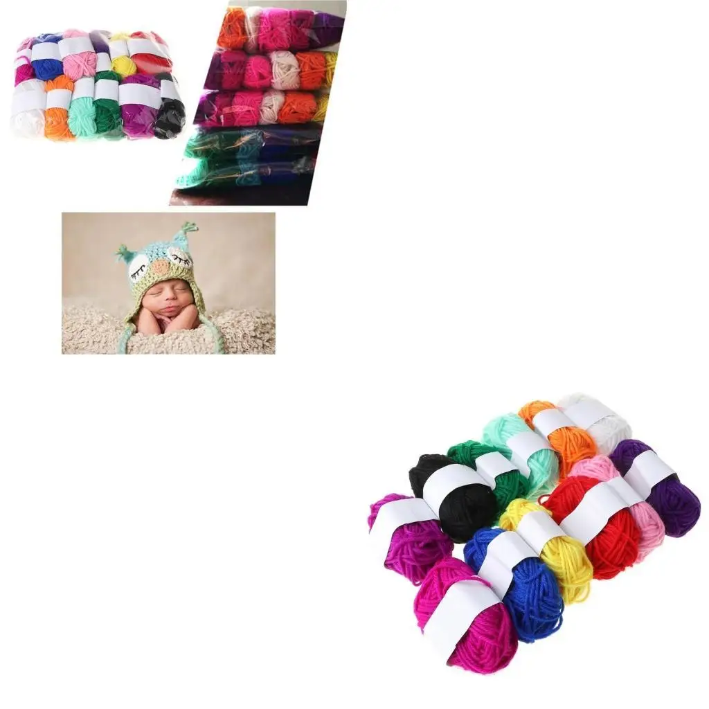 

652F 12 Assorted Colors Children DIY Knitting Wool Yarn Crochet Acrylic Fiber Line