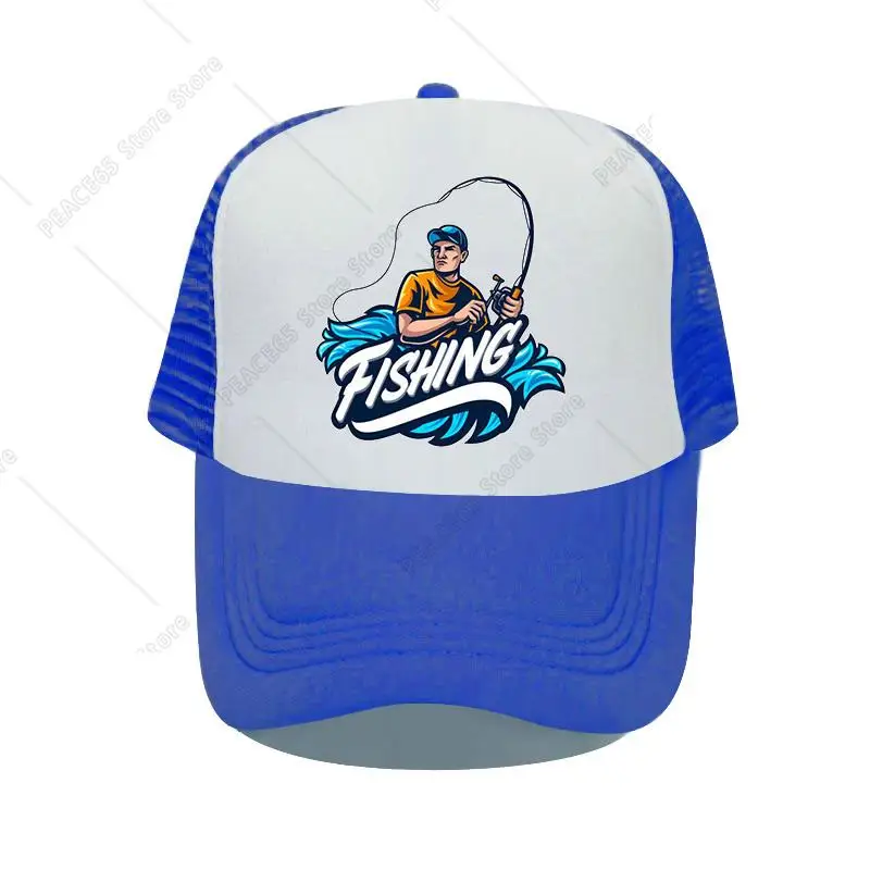 Topi Baseball memancing pria wanita, topi Trucker kasual bercetak untuk pria wanita musim semi musim panas