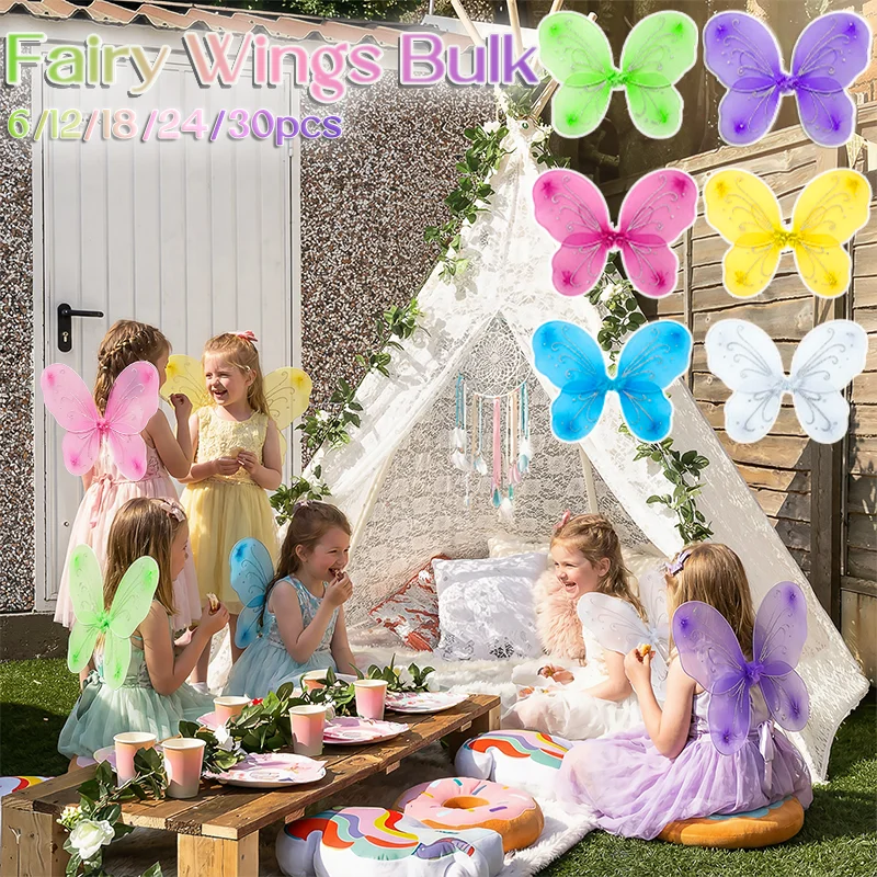Alas de Hada al por Mayor para Niñas, Alas de Mariposa para Niños de 6 a 30 Piezas, Accesorios de Disfraces, Recuerdos de Fiesta de Cumpleaños, Juego de Roles, Día de Disfraces