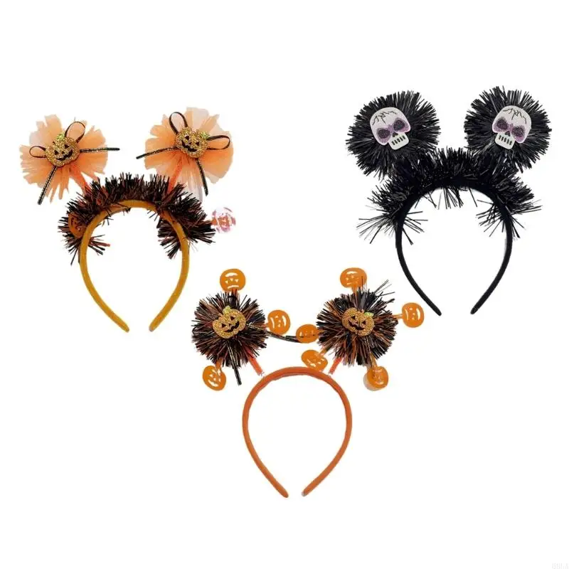 

68UA Halloween Headband Skull Hair Hoop Pumpkin Headdress Halloween Party Cosplay