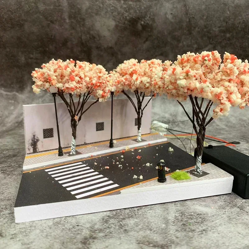 LED Diorama 1:64 Cherry Avenue Corner Model Car Parking Station Display Gifts