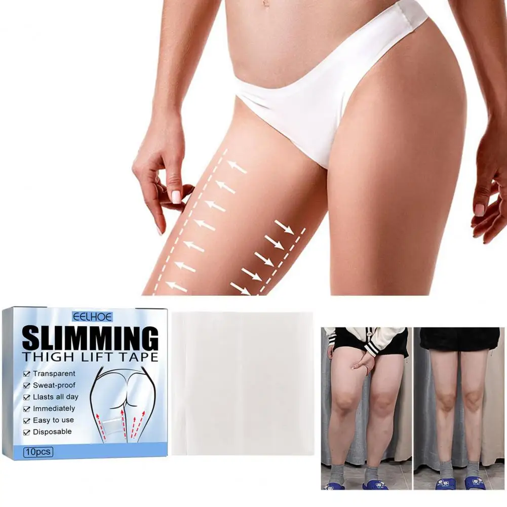 

10Pcs/Box Slim Tape Breathable Leg Lift Tape Safe Ingredients Smooth Wrinkle Non Woven Fabric Slim Thigh Lift Tape for Women