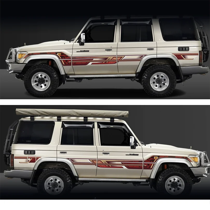 Retro Off Road Stickers Side Body Waistline Stipe Decal Sticker Vinyl Graphics Wrap Decoration for Toyota Land Cruiser LC76