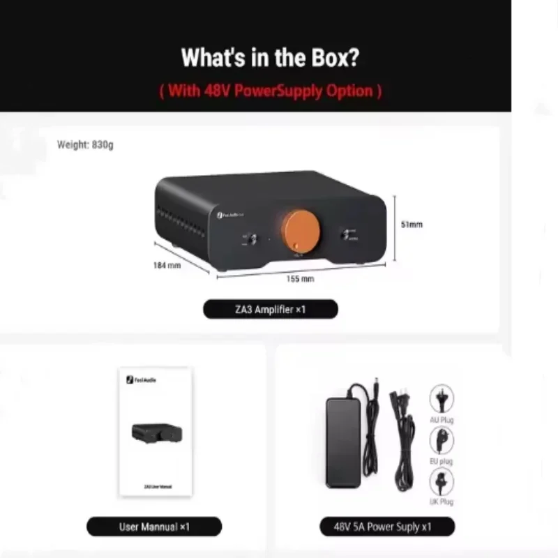 เพาเวอร์แอมป์สเตอริโอ Fosi ZA3 TPA3255 Class D HiFi สำหรับลำโพงแบบ Passive Bookshelf พร้อมอินพุต XLR/RCA/Balanced