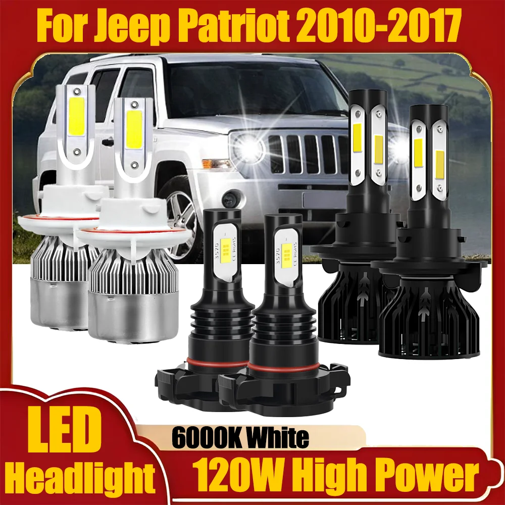

H13 High Low Beam Headlamps LED Headlight Bulbs 5202 Car Foglights Auto Turbo Lamp 6000K Super White For Jeep Patriot 2010-2017