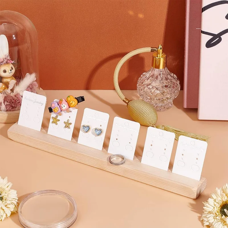 Wooden Earring Display Stand, 1 Slot Jewelry Organizer Holder, Business Card Craft Show Tray, Portable Tabletop Ring Earrings
