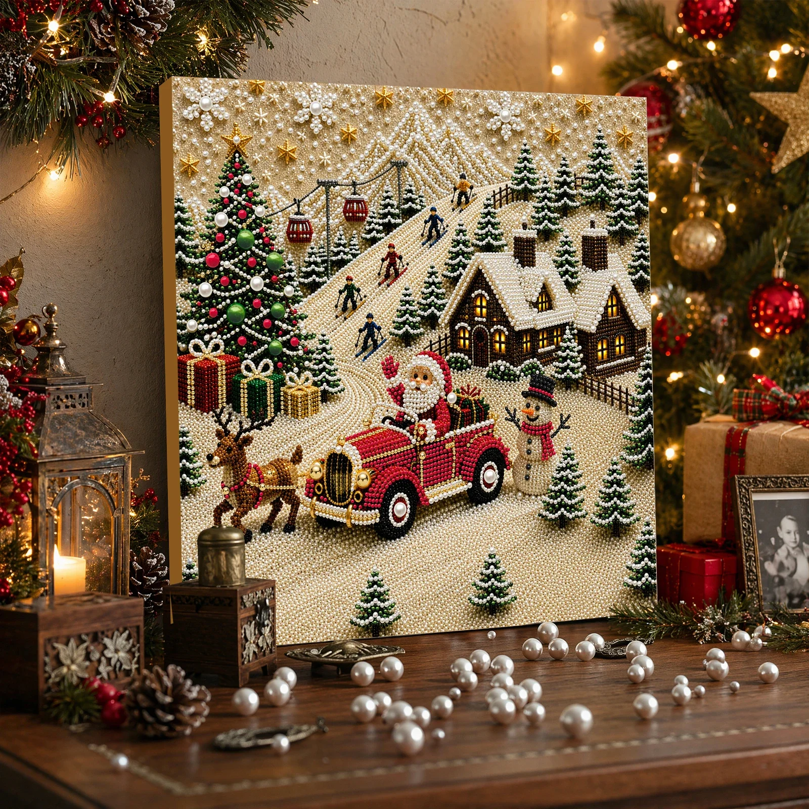 Christmas Pearl Diamond Painti - Resin Art Frame ulasan dan harga