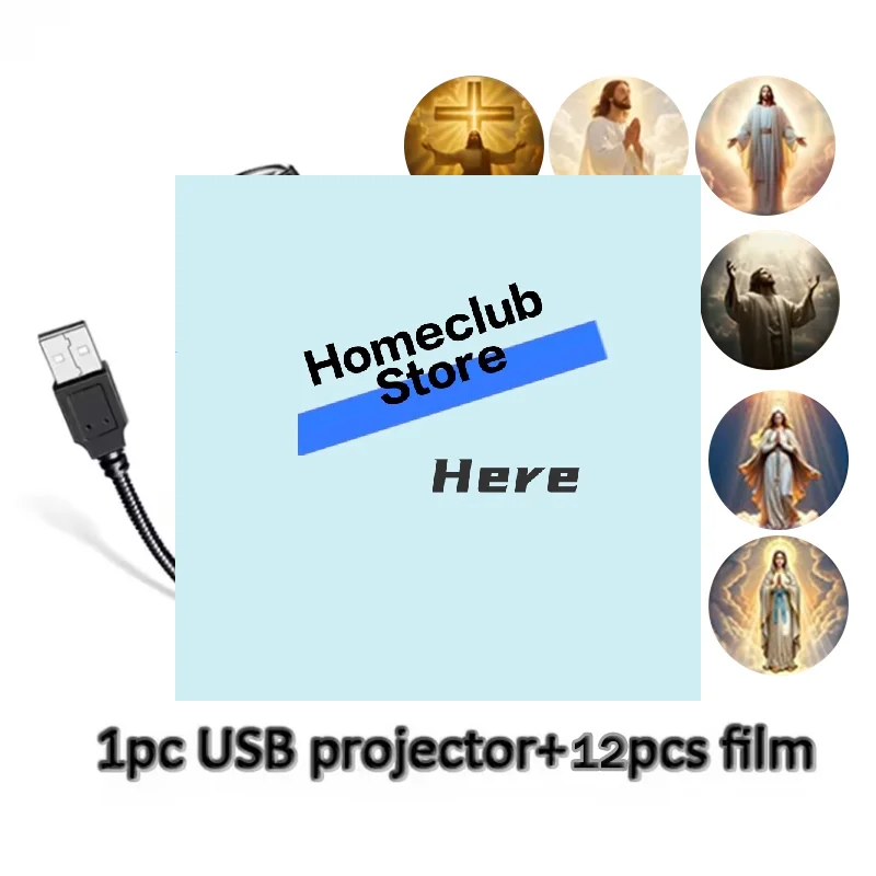 Religious Character Image Themed USB Projection Light With Twelve Patterns Perfect For Room Ceiling Background Decoration