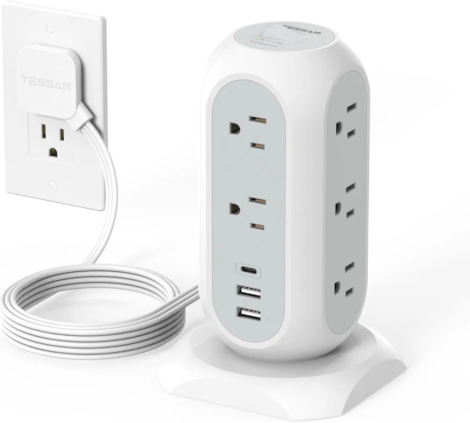 

Многорозеточный блок питания Tower с 11 розетками и 3 USB-портами, защита от перенапряжения 1625 Вт, кабель 1,8 м для офисного стола