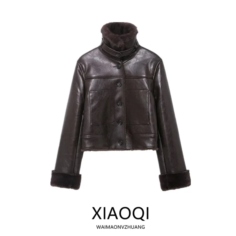 

Double-Sided Artificial Fur Jaet Women's Faion Design Winter 2025 Commute Sle 00% Other Material Ladies Coat