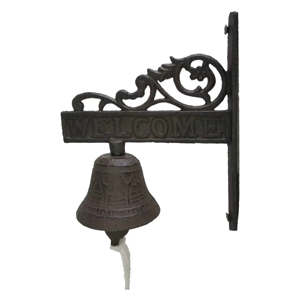 Hanging Garden Bell Cast Iron Door Bell Mounted Metal Bell Decoration for Farmhouse Entryway