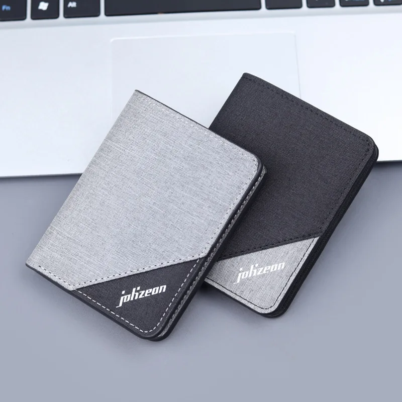 

2024 New Style Mini Thin Canvas Men Wallet Card Holder Men'S Purse Coin Pouch Id Card Holder Short Canvas Business Coin Purse