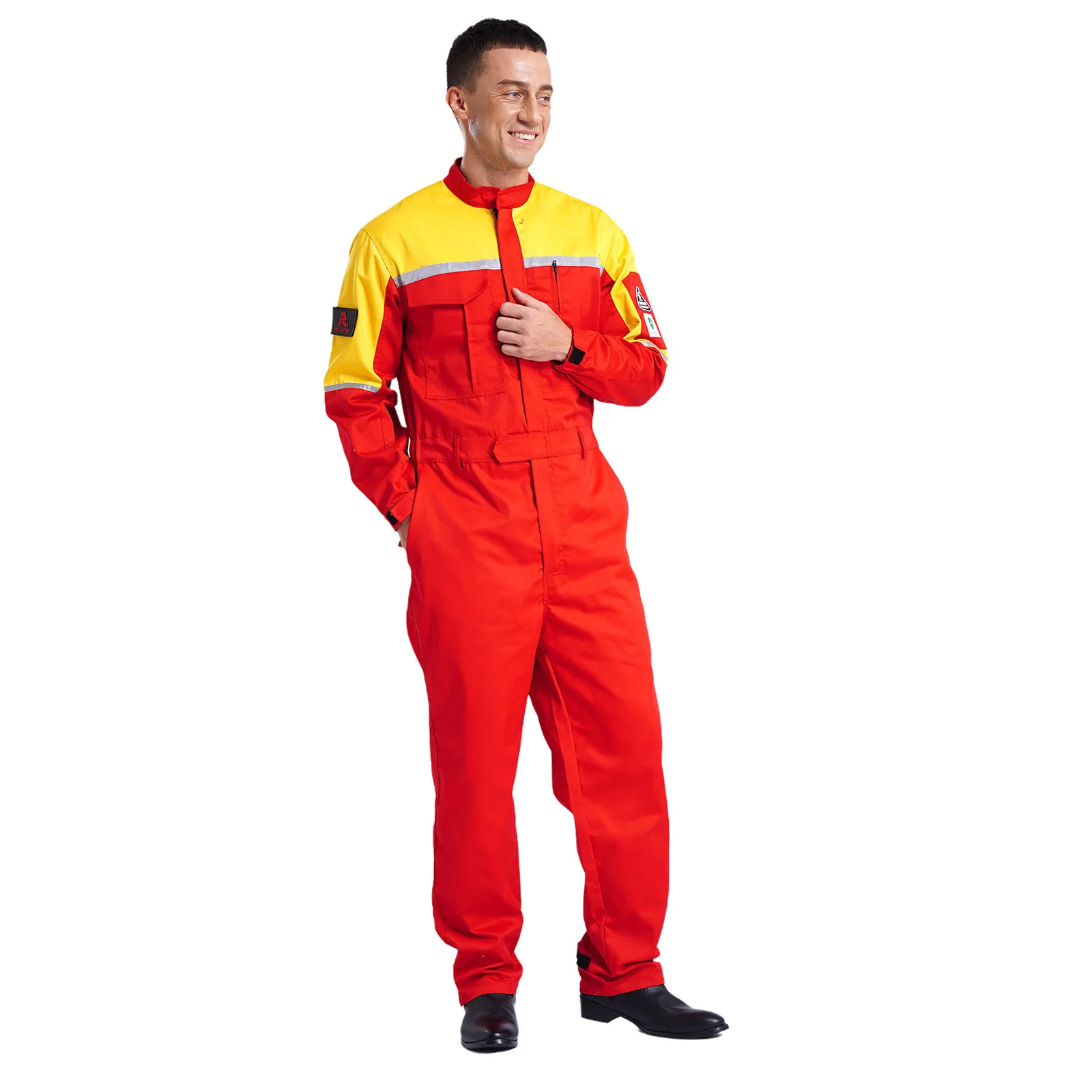 Slijtvaste antistatische beschermende jumpsuit voor heren Werkkleding Reflecterende bandjes met meerdere zakken Full-body overall Werkplaatsuniform