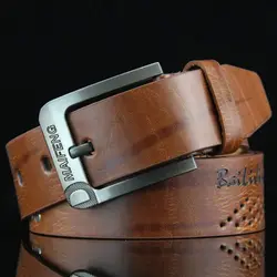 Simple Leather Men's Belt Luxury High Quality Classic Buckle Business Cowboy Vintage Waistband Alloy Belts