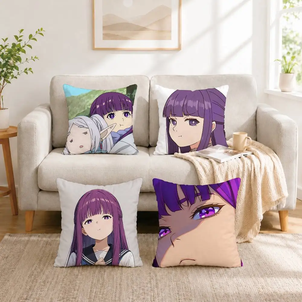 A-Anime Sousou no Frieren Fern Pillow Case Square Double-Sided Sofa Cushion Cover Bedroom Bedside Pillow Gift