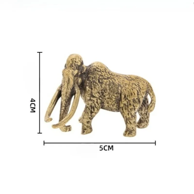 1 PC Solid Brass Mammoth Figurine Antique Finish Long Tusk Elephant Tea Pet Home Office Table Decor Ornament Copper Animal Craft