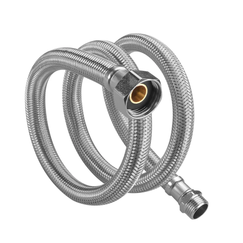 6 نقاط إلى 4 نقاط خرطوم محول 304 الفولاذ المقاوم للصدأ مضفر المعادن تمديد أنبوب إدخال المياه مع المواضيع الداخلية والخارجية