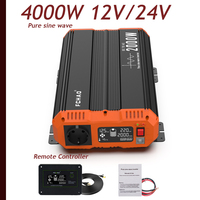 FCHAO 2000W Continuous Power, 4000W Peak Power Pure Sine Wave Converter: 12V to 220V with Remote Controller, 50/60Hz