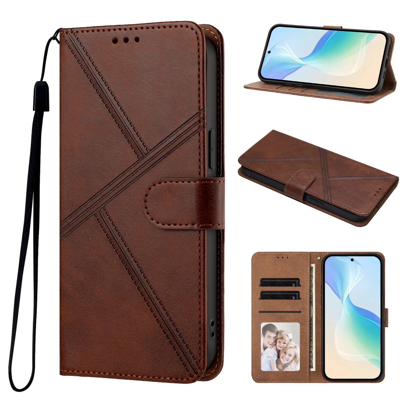 Geometric Patterns Leather Wallet Case for Google Pixel 11 ProXL/11 Pro/11 Flip Cover Stand Drop Protection TPU Shell