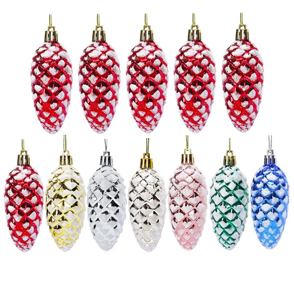 5Pcs Christmas Plastic Pine Cone Xmas Colorful Glitter Pine Cone Pendant Christmas Tree Hanging Decoration Home Decoration