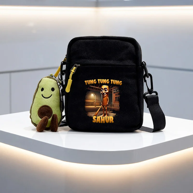 Italian Brainrot Series Messenger Bags Casual Cartoon Small Square Pouch Hot AI Animals Print Canvas Shoulder Bag Birthday Gifts