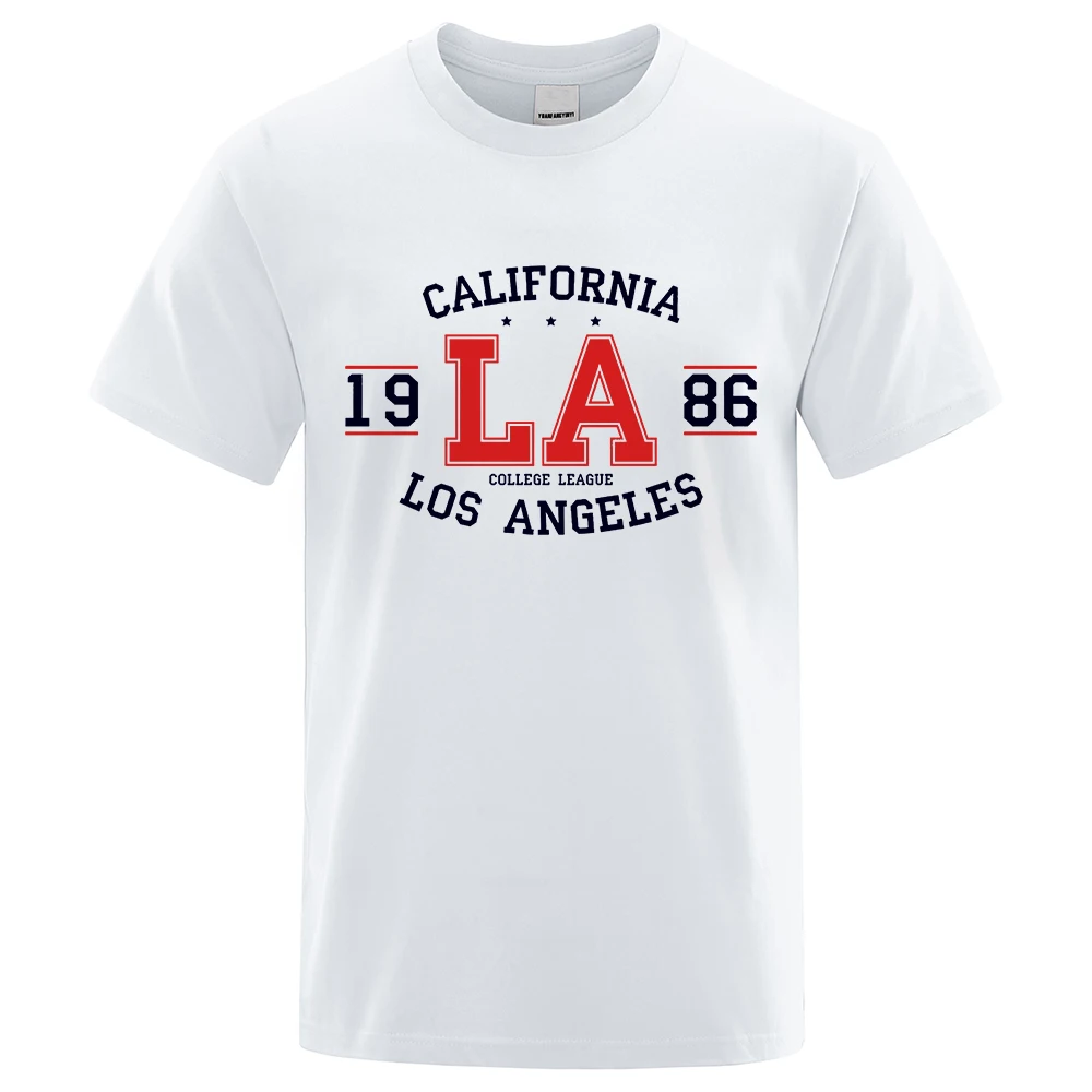 California 1986 Los Angeles Man Women T-Shirts Hip Hop Loose Shirt USA City Street Tops Breathable Cotton Oversized Clothing