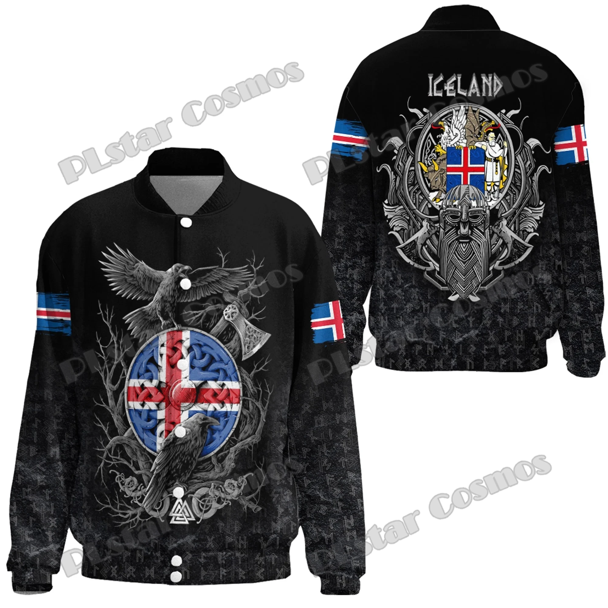 The Raven Of Odin Tattoo Denmark 3D Printed Fashion Men's Thicken Stand-Collar Jacket Unisex Casual Winter Baseball Jacket FX52