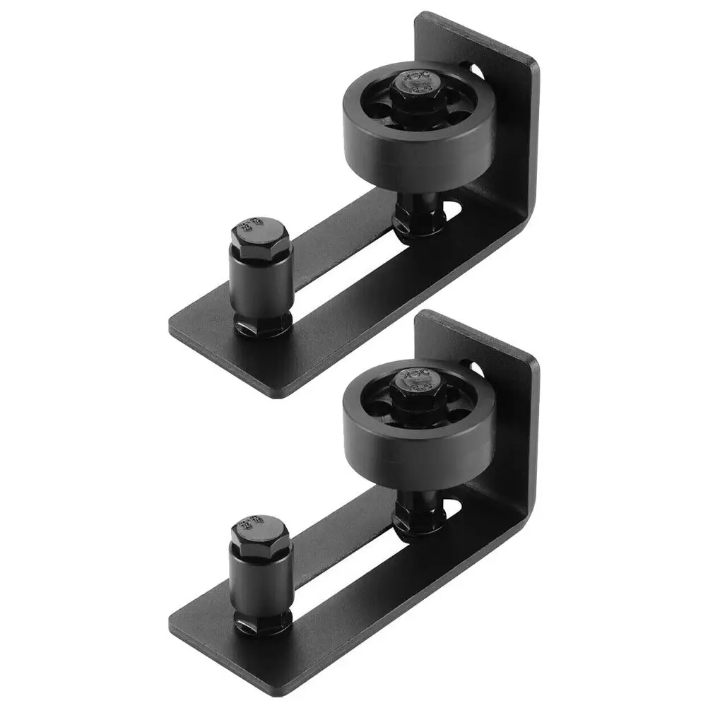 Barn Door Floor Guide 2 Pack Adjustable Carbon Steel Bottom Roller Wall Mount No Drill 8 Configurations