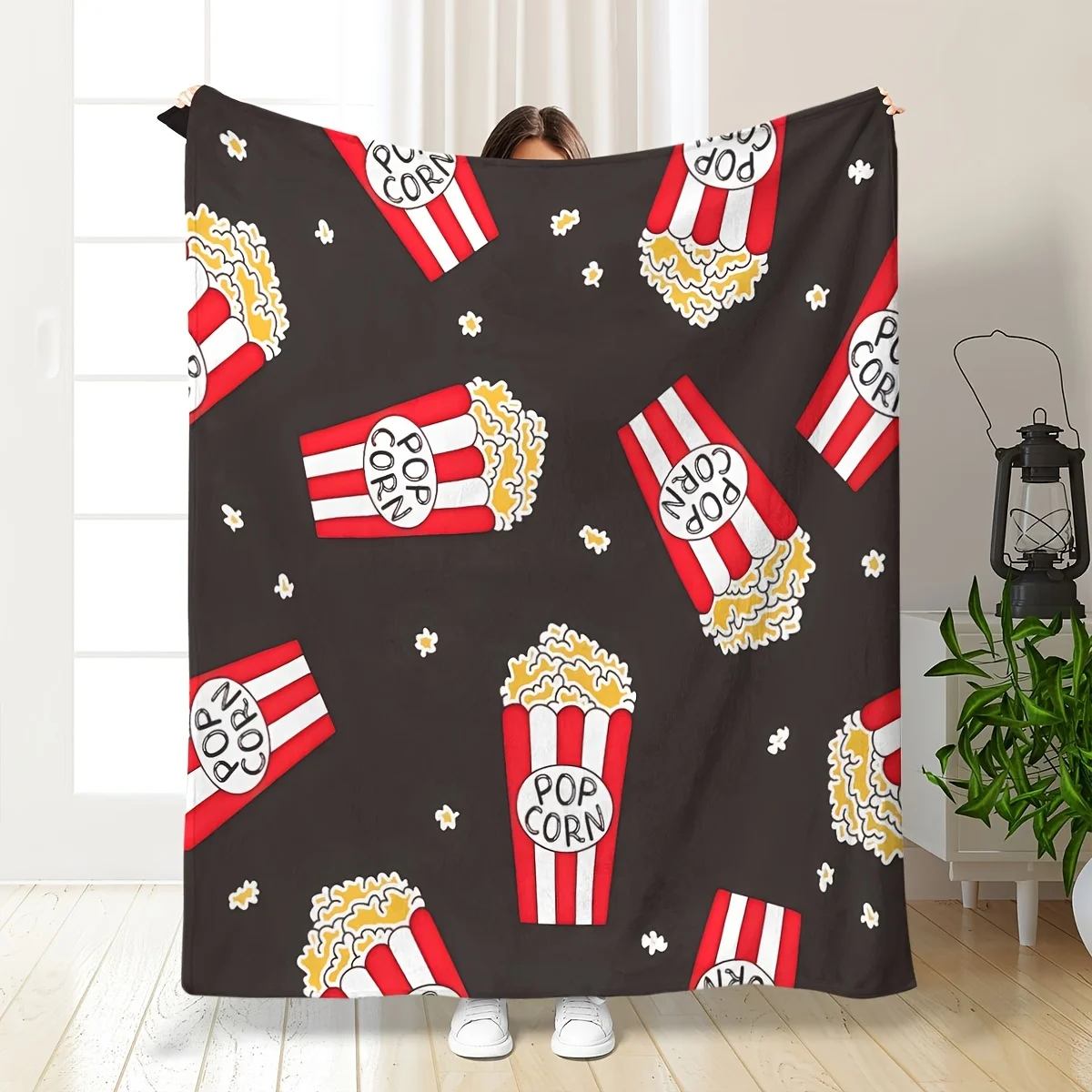 Popcorn Movie Night Blanket: Embrace the Fun Design, Ultra-Soft Fabric, and Cozy Vibes for Your Entertainment Home Decor