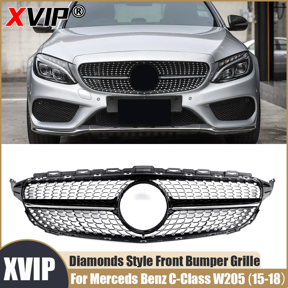 

Решетка переднего бампера XVIP Diamonds Style Look подходит для Mercedes Benz C-Class W205 2015-2018 C43 C180 C200 C250 C300 C350 C400 C450