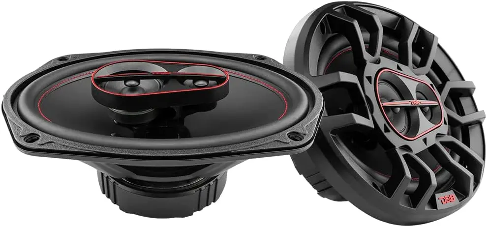 6x9 3-Way Coaxial Speakers 180W Max, 60W RMS, 4-Ohm, Mylar Dome Tweeters, Grills Included - Pair