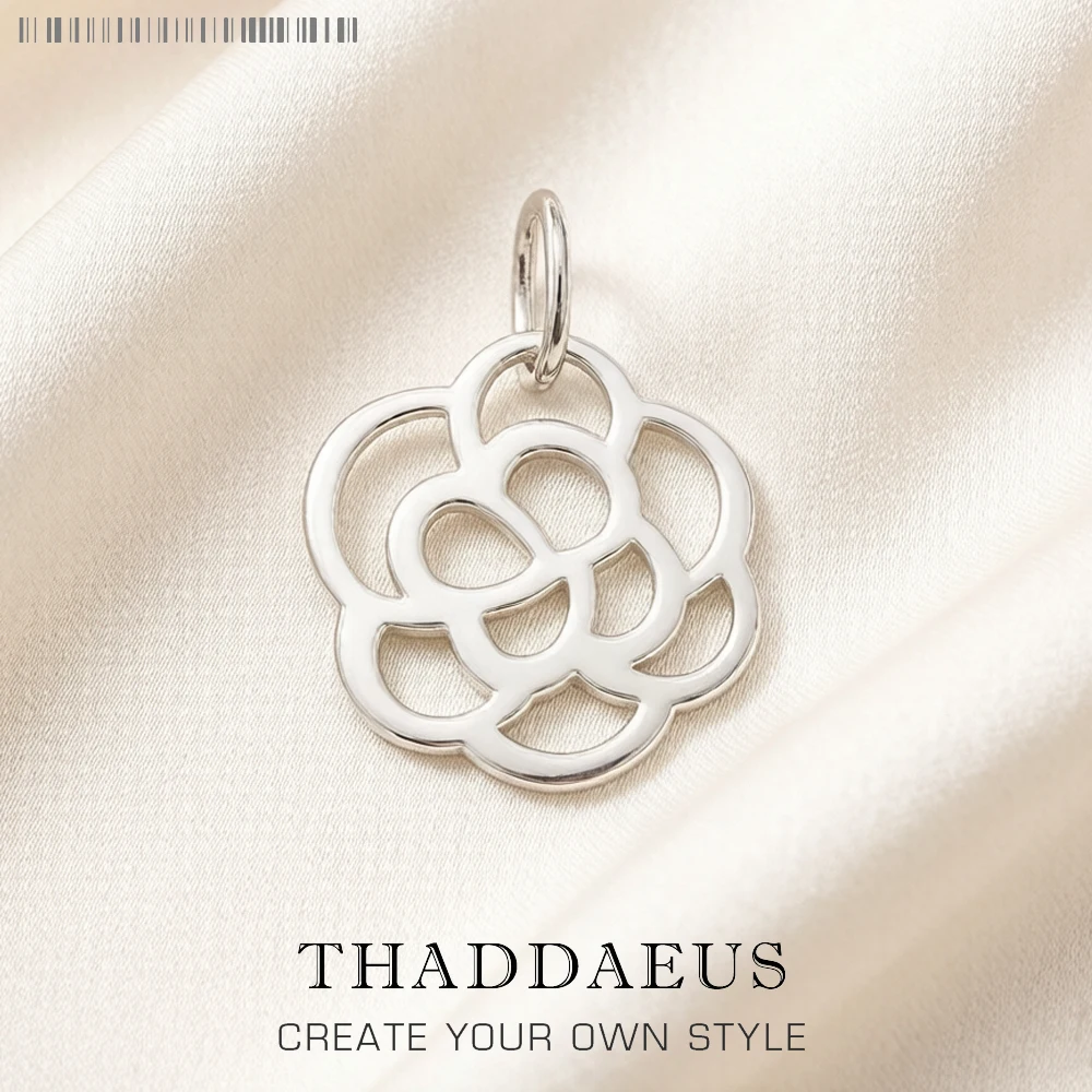 Pendant Rose Ornament Brand New Fashion Glam 925 Sterling Silver Jewelry Romantic Gift For Women