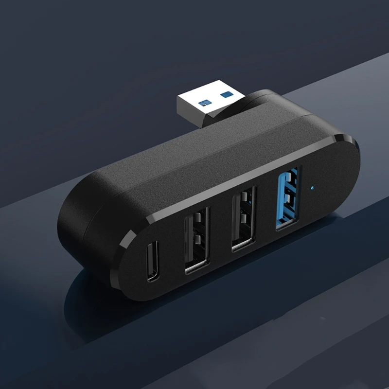 4 منافذ USB موزع USB قابل للدوران 180 درجة مع 3 منافذ USB 1 منفذ بيانات USB C يعمل بالطاقة موسع USB لأجهزة الكمبيوتر المحمول